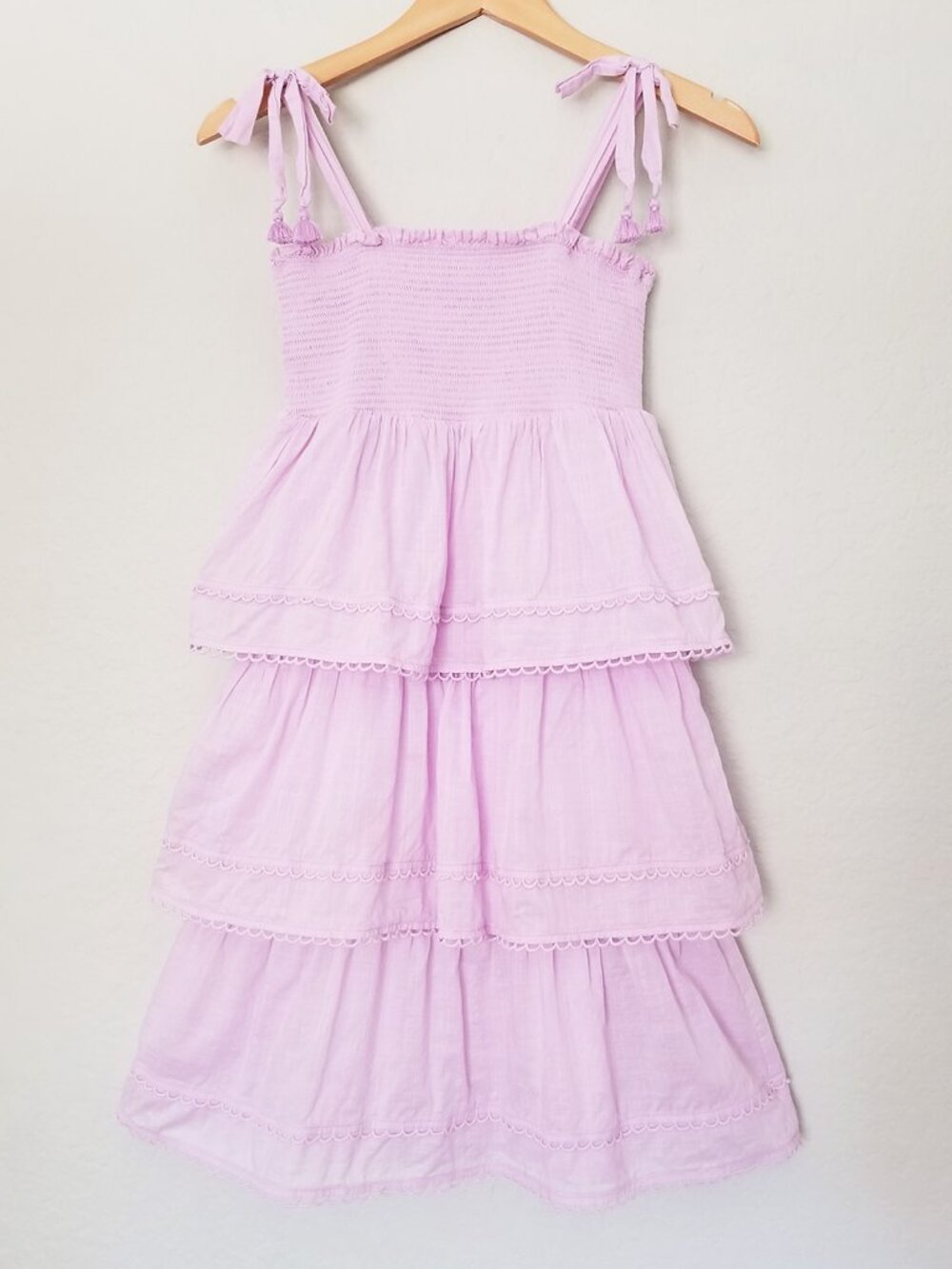 Zimmermann Kids Girls 10 Clover Tiered Smocked Dress Lavender Lilac Cotton $228